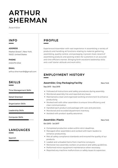 Simple resume template Clean
