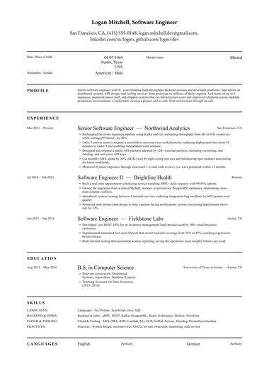 Simple resume template Classic