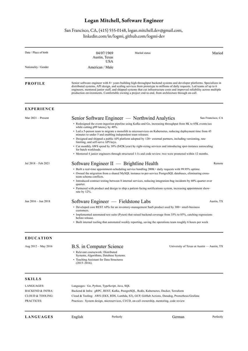 London resume template